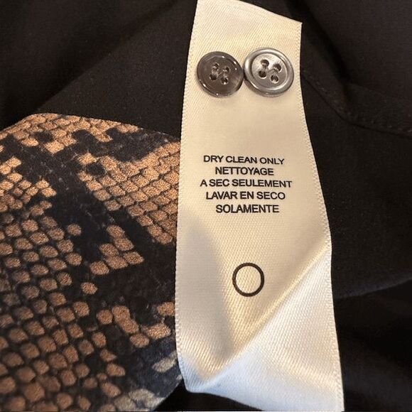 NEW! FRAME Silk Colorblock Blouse Noir Multi Python Print Button Up Size Small - Picture 9 of 12